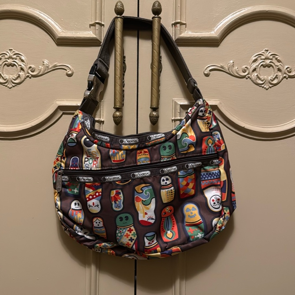 Le Sportsac Brown Matryoshka Nesting Doll Shoulder Bag
